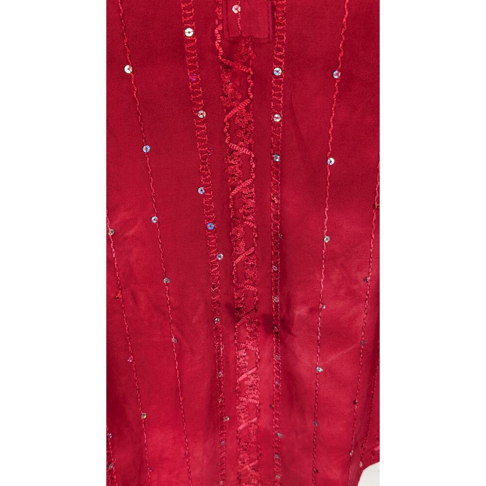 Ava & Grace 1X Boho Embellished Tunic Red Sequin Embroidered Tab Sleeve - Picture 2 of 9